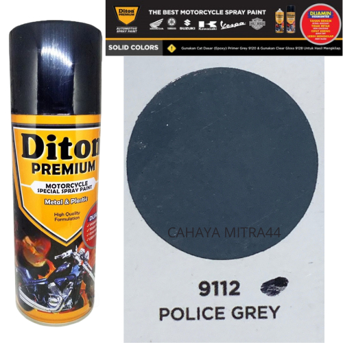 Pilox Diton Premium Police Grey 9112 400cc – Cat Semprot Abu-Abu Solid untuk Motor dan Mobil