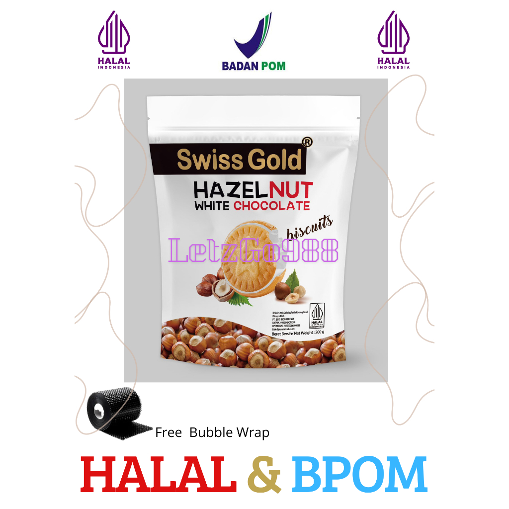 

Swiss Gold Hazelnut White Chocolate Biscuit / Biskuit Lapis Cokelat Putih Kacang 200 Gram
