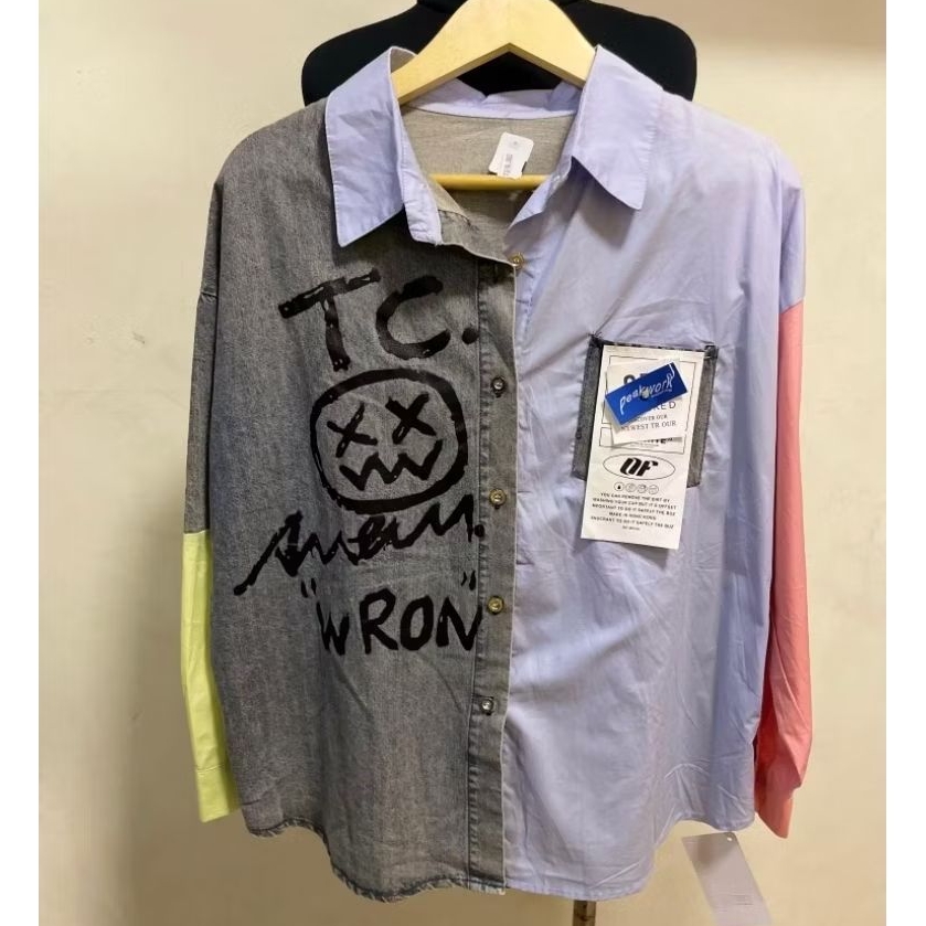 Kemeja Wanita Jeans mix Katun | Kemeja Wanita Import Bangkok