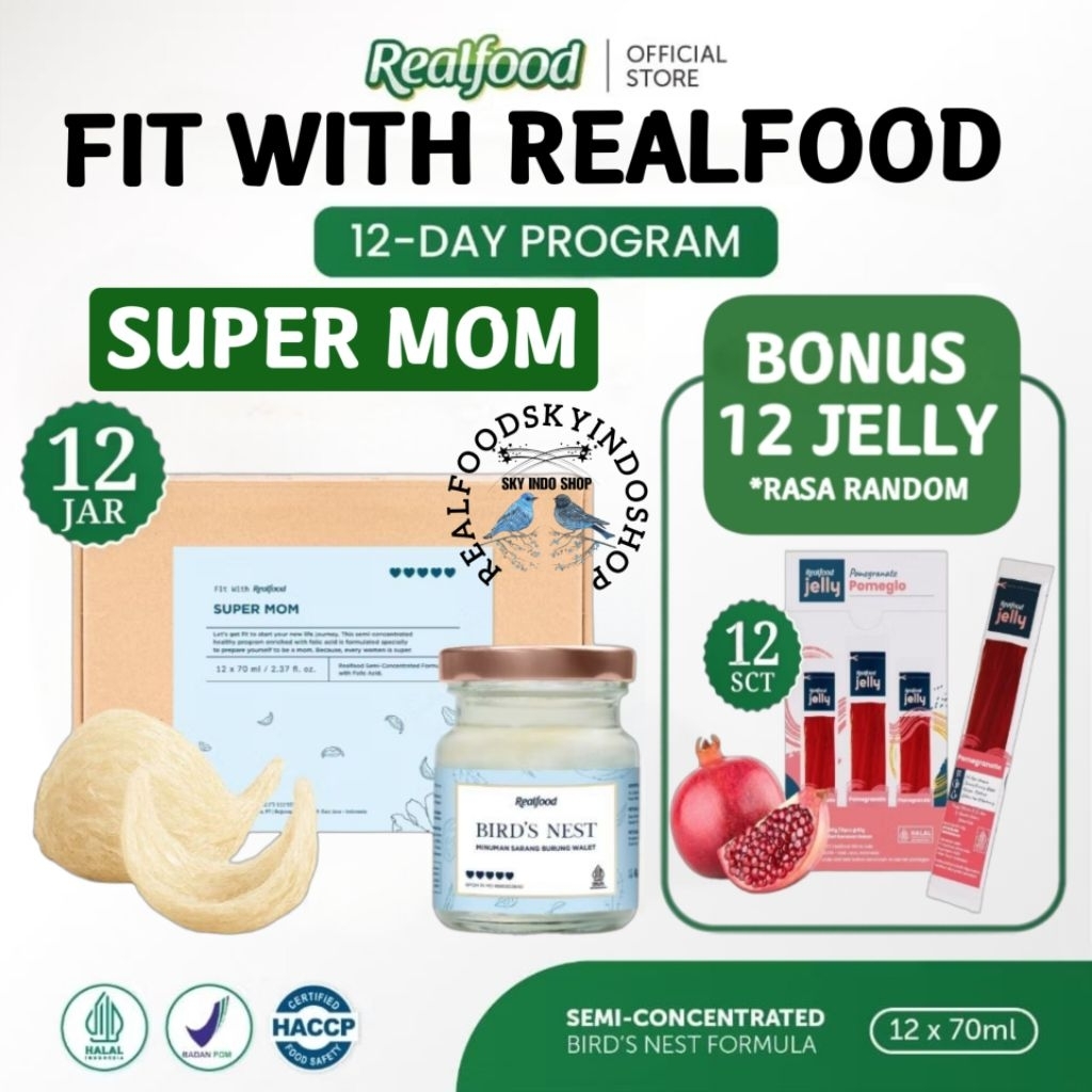 

Realfood Super Mom Promil 6 Botol & 12 Botol Bonus Jelly ( Minuman Sarang Burung Walet ) RSIS