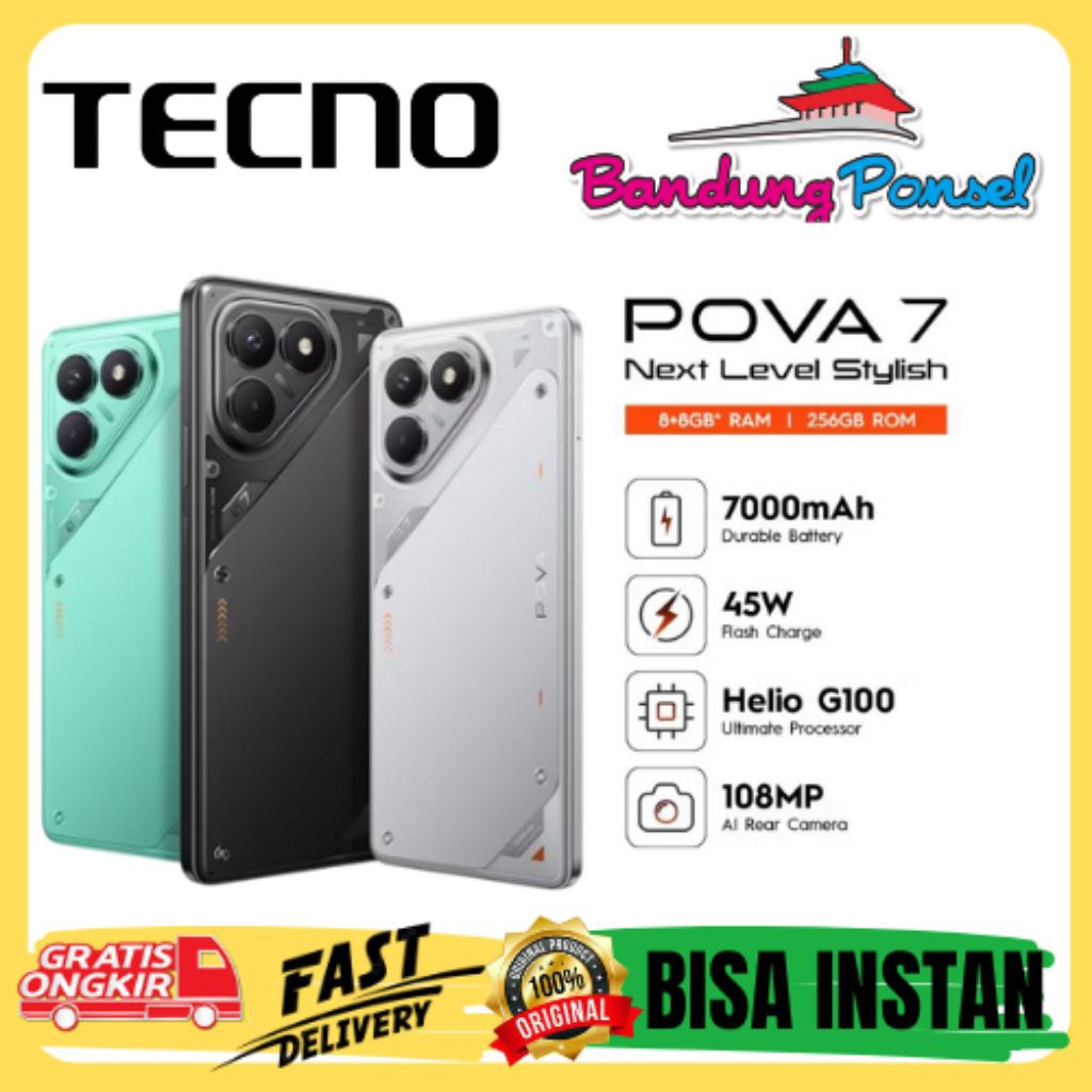 tekno popak 7 RAM 8/256 GB MediaTek helio G100 Ultimate HP Techno terbaru 2025 120hz