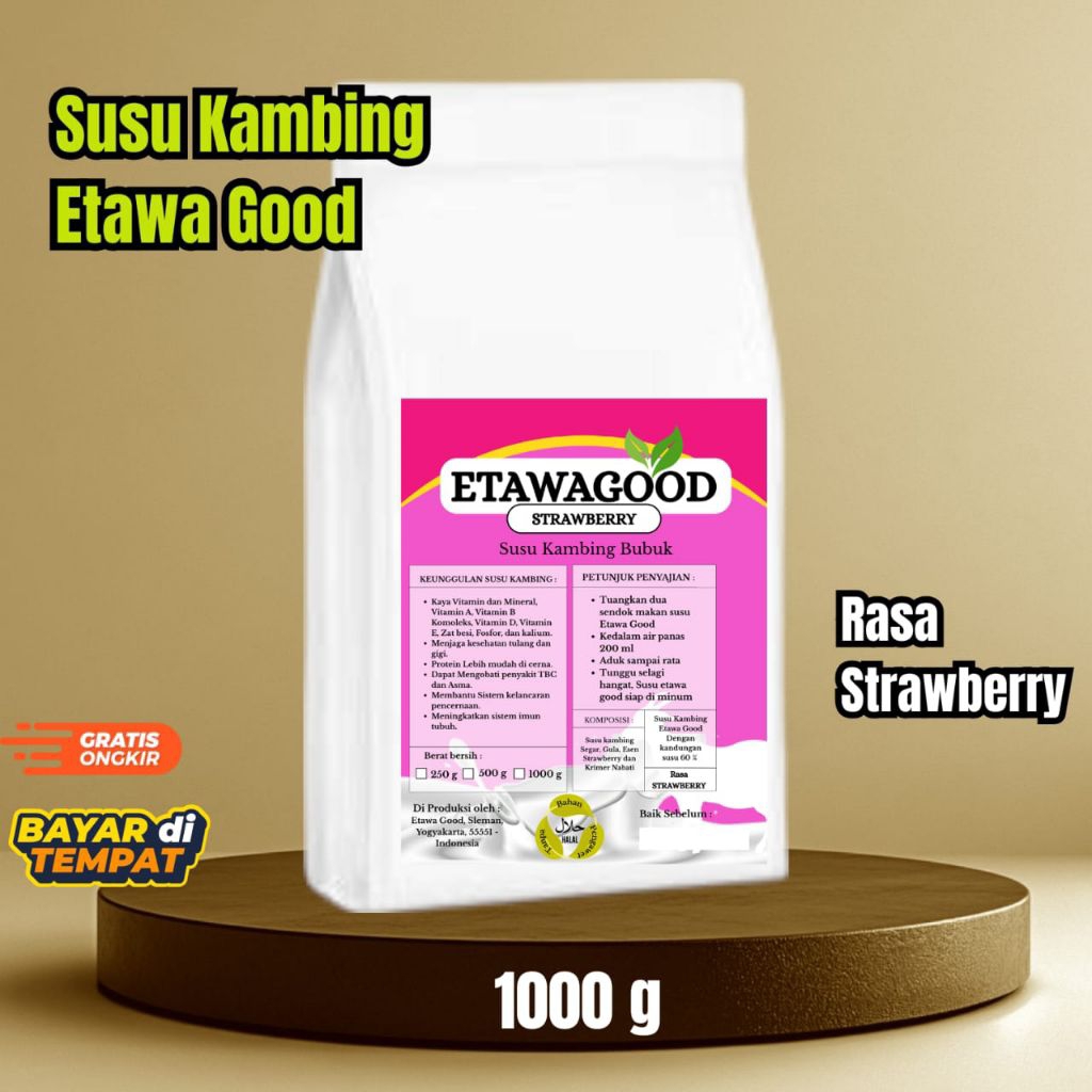 

Etawa Good - Susu Kambing Rasa Strawberry, 1 kg. kandungan Susu 60%, Termurah langsung produsen