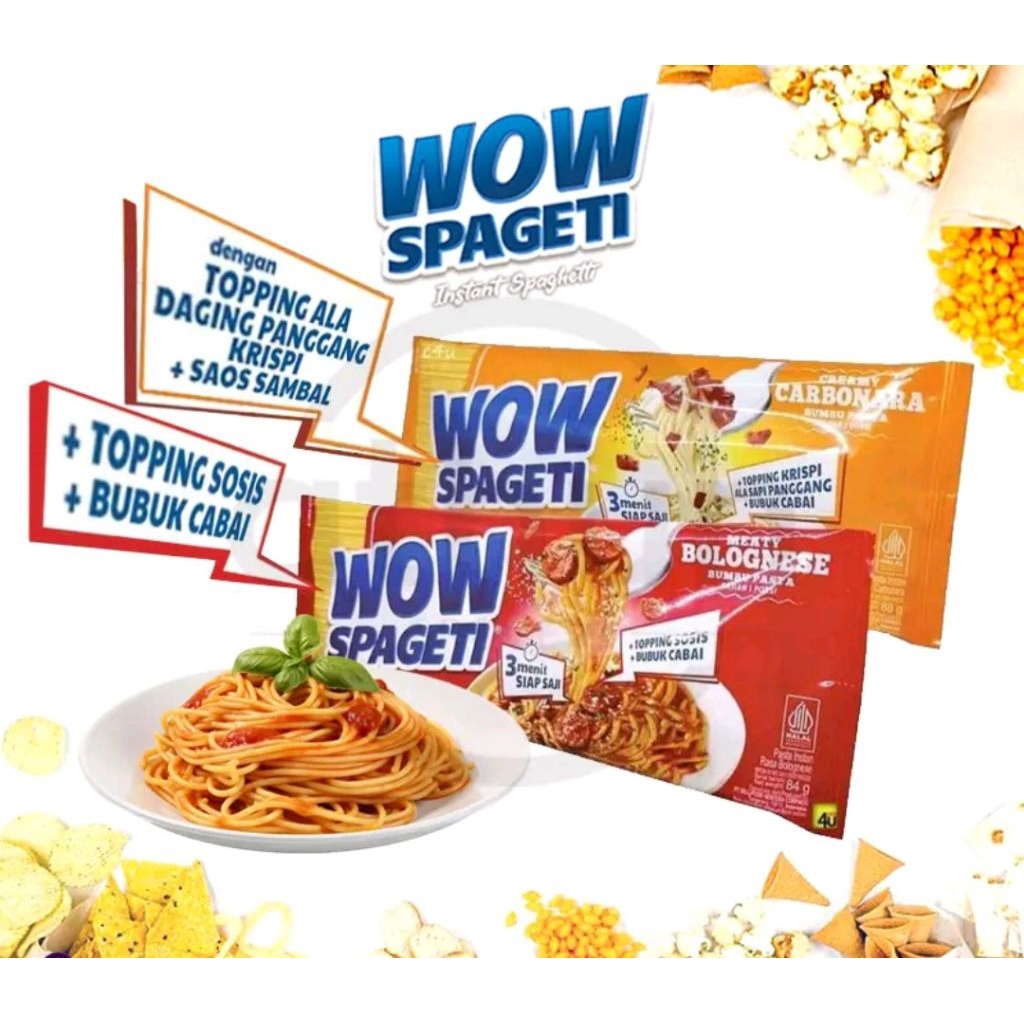 

Mie Wow Spaghetti Carbonara 88gr & Bolognese 84gr - Noodle food Spaghetti