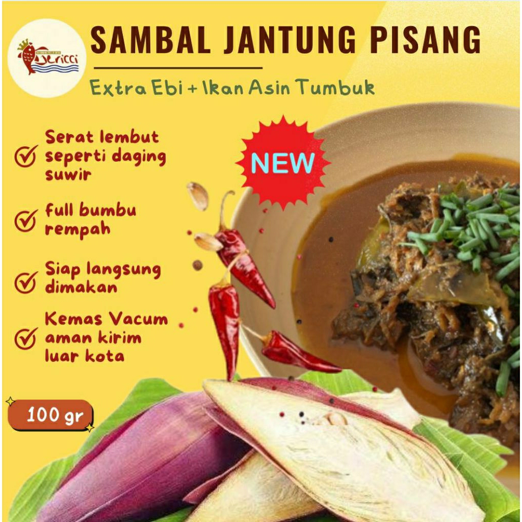 

[SAMBAL ENAK TEKSTUR SEPERTI DAGING SUWIR] KEMAS SACHET SAMBAL JANTUNG PISANG ENAK DENGAN EBI DAN IKAN ASIN TUMBUK GURIH MANTAP
