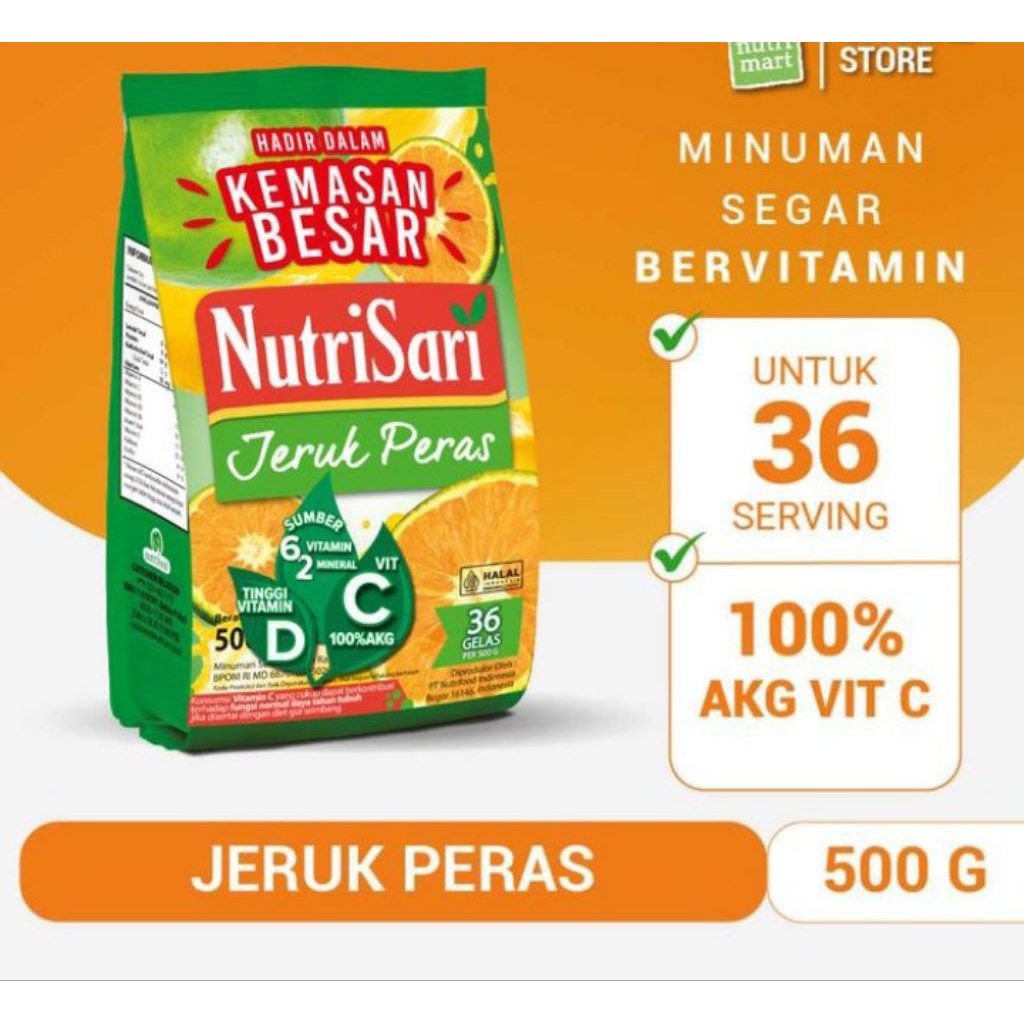 

nutrisari jeruk peras 500 gr untuk 36 gelas tinggi vitamin