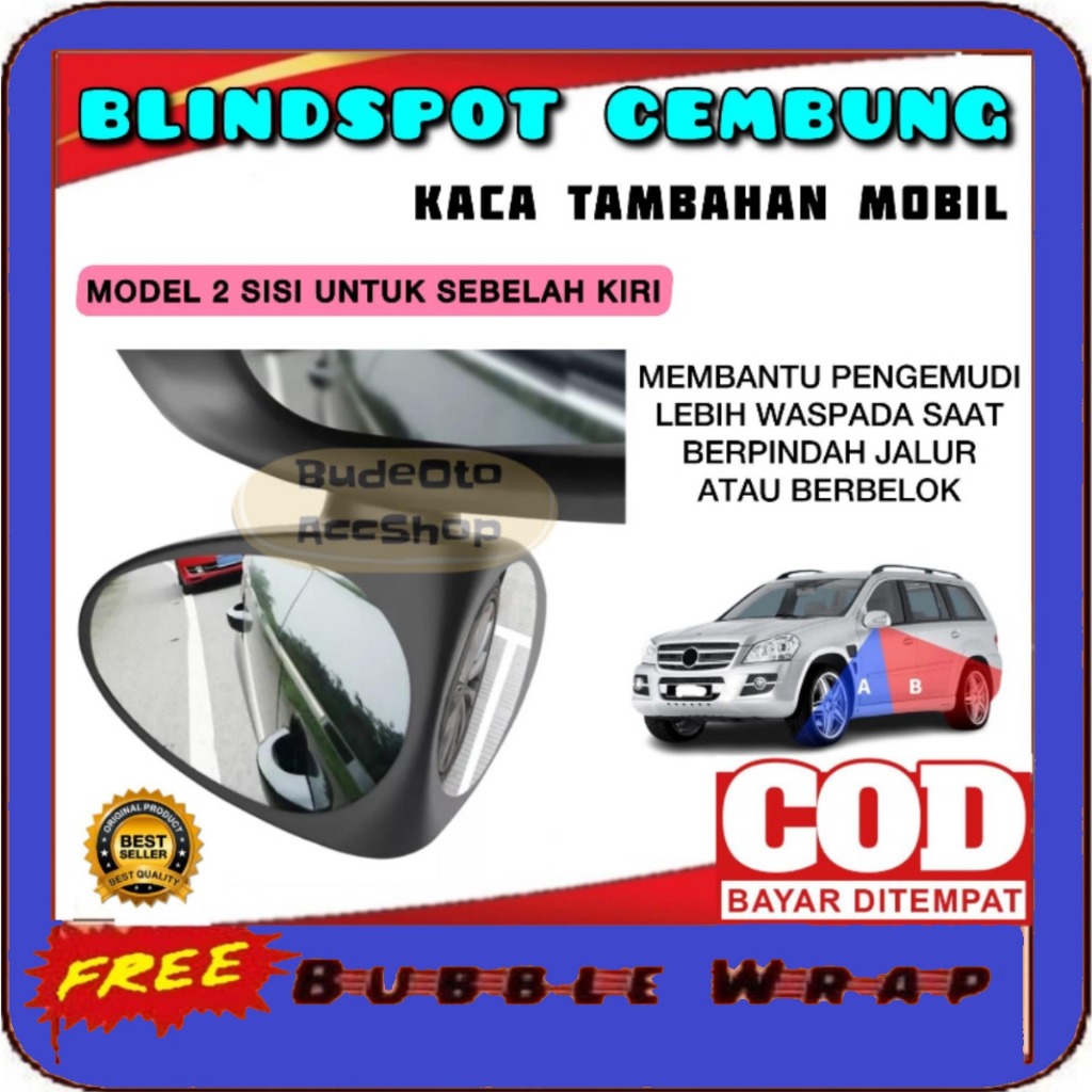 Blind Spot Mirror Spion Mobil 2 Sisi Sebelah Kiri Universal Kaca Spion 2 Sudut Blind Spot Wide Angle