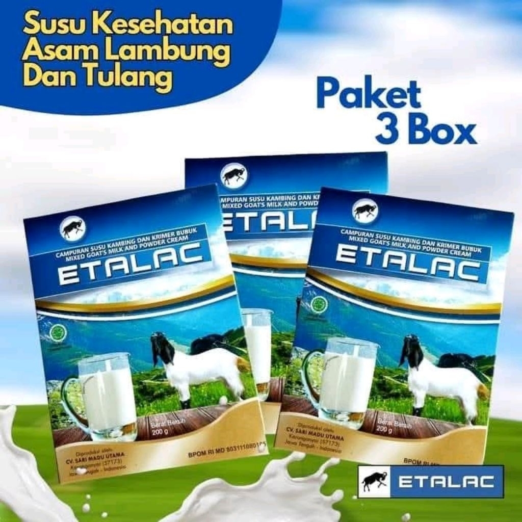 

Etalac Susu Kambing Etawa – Bantu Pencernaan & Imunitas – Aman untuk GERD (PAKET 3 BOX)