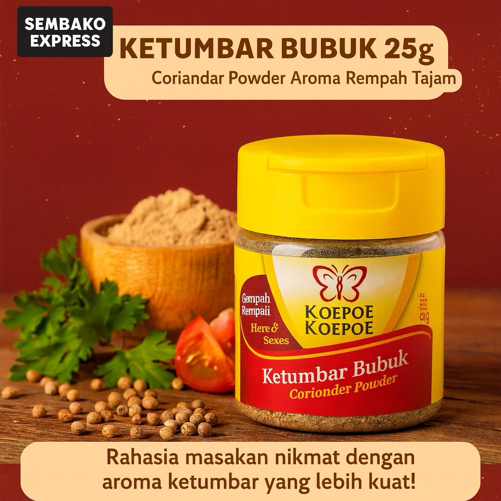 

Koepoe Koepoe Ketumbar Bubuk 25g – Coriander Powder Aroma Rempah Tajam