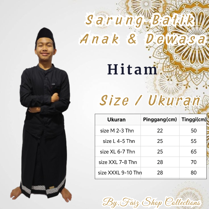 Sarung Muslim Laki Laki Warna Hitam / Sarung Instan / Sarung Batik - Sarung Motif Batik