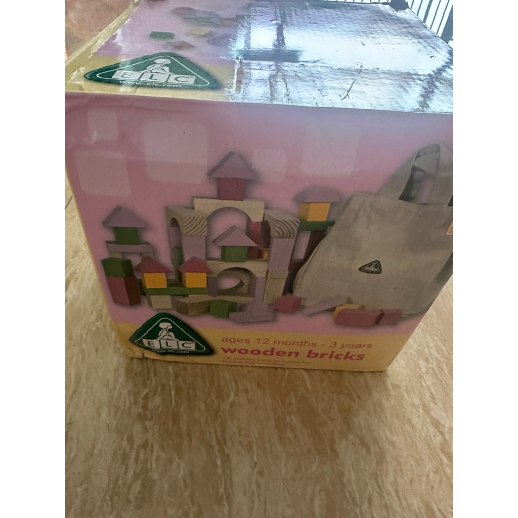 elc wooden bricks pink preloved
