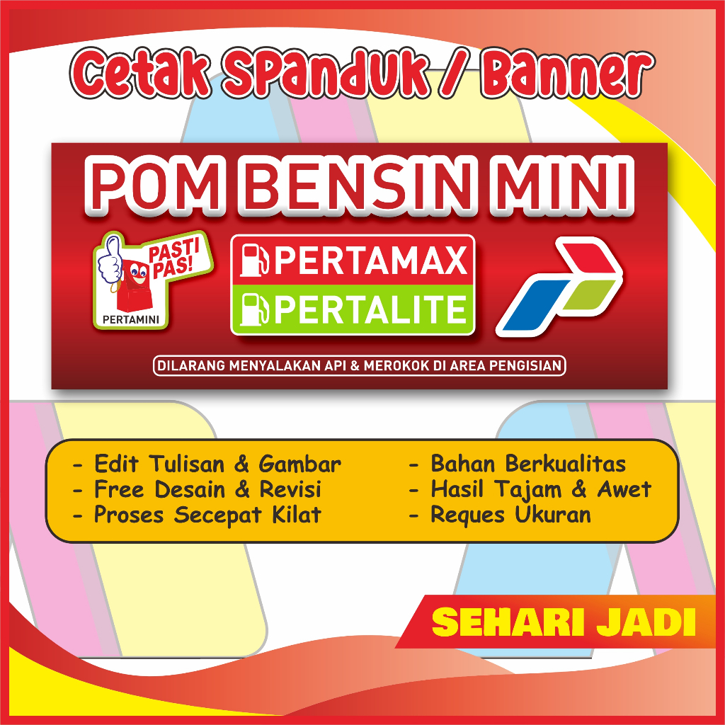 PERTAMINI / POM BENSIN MINI / CETAK SPANDUK BANNER MURAH GRATIS DESAIN