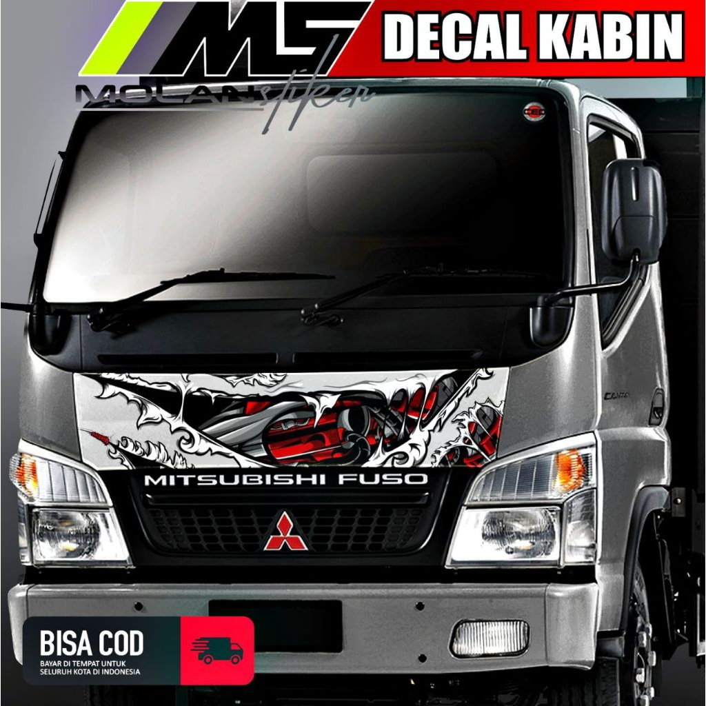 Decal Sticker Striping Variasi Kabin Depan Truck Canter Decal Kabin/Kap Depan Truck Engkel Mitsubish