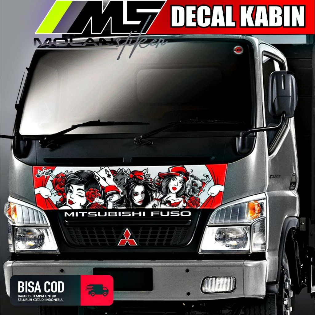 Decal Sticker Striping Variasi Kabin Depan Truck Canter Decal Kabin/Kap Depan Truck Engkel Mitsubish