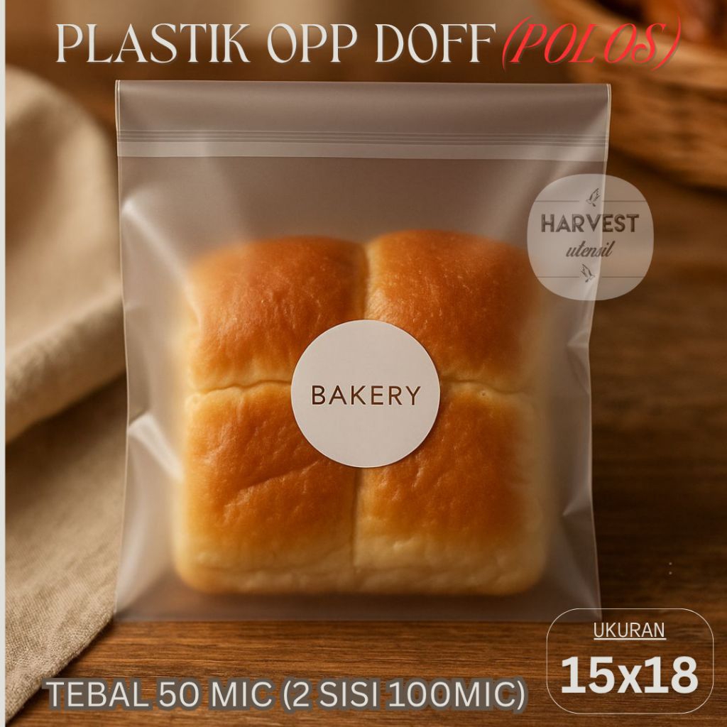 

(PREMIUM) Plastik OPP Doff Lem 15x18 Doff Frosted Buram Matte Cookies Kue Roti Aksesoris Premium Tebal Import