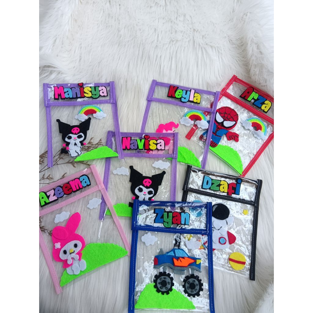 tempat buku tabungan KUROMI, tempat buku tabungan nama, tempat buku tabungan flanel, tempat buku tab