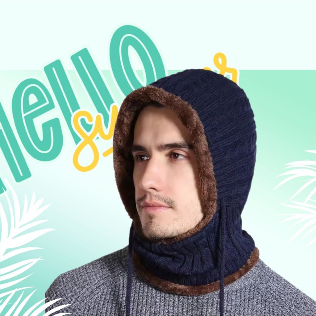 Topi Kupluk Syal Rajut Pria Topi Kupluk Rajut Import Musim Dingin