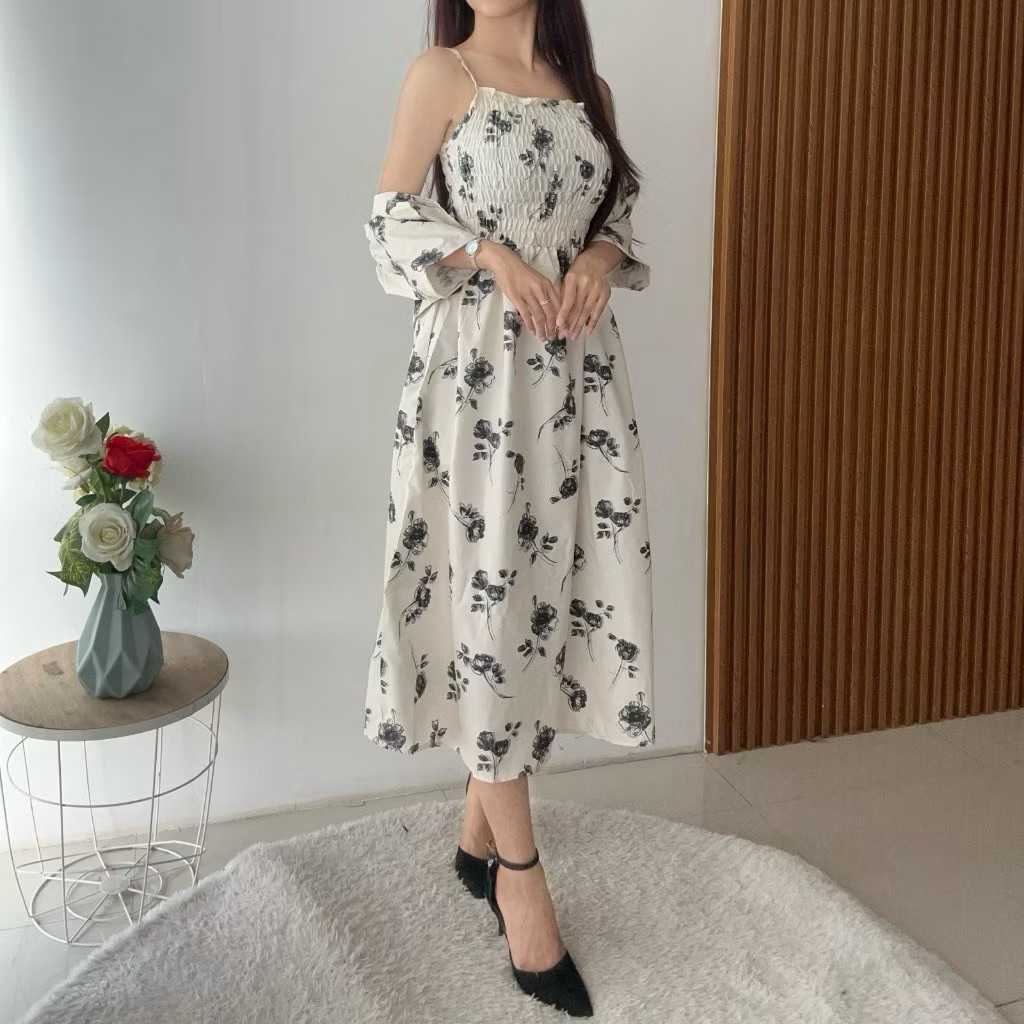 Baju Setelan Wanita Casual Outer Viana Flower