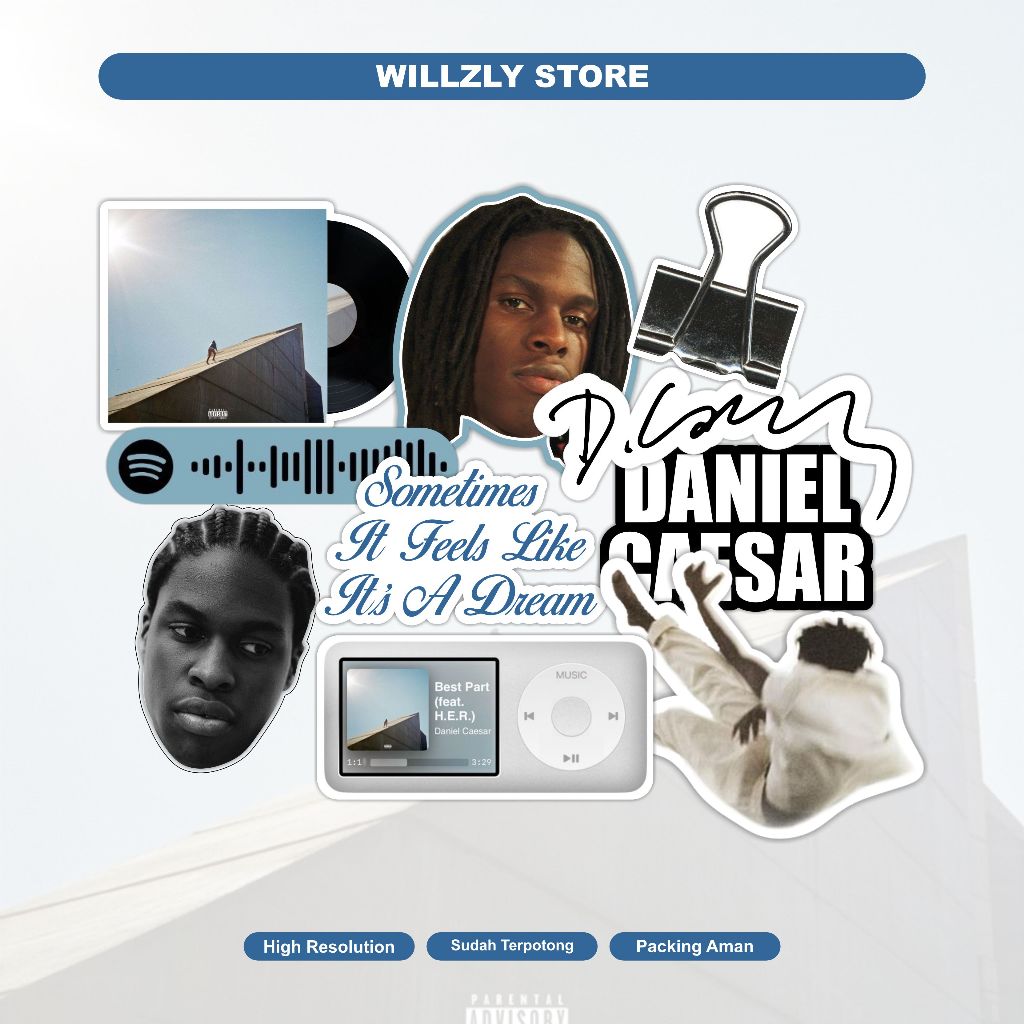 

(COD) STICKERPACK DANIEL CAESAR TERPOTONG - Sticker Helm Hp Laptop DLL