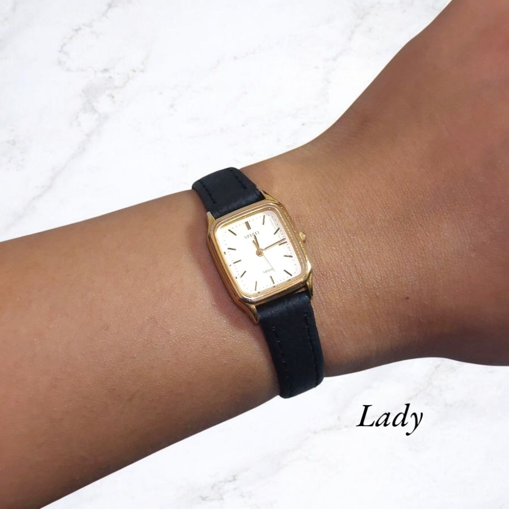 Jam Tangan Seiko Tank Spirit Snowflake Dial Gold Plated Beautiful Dress Watch