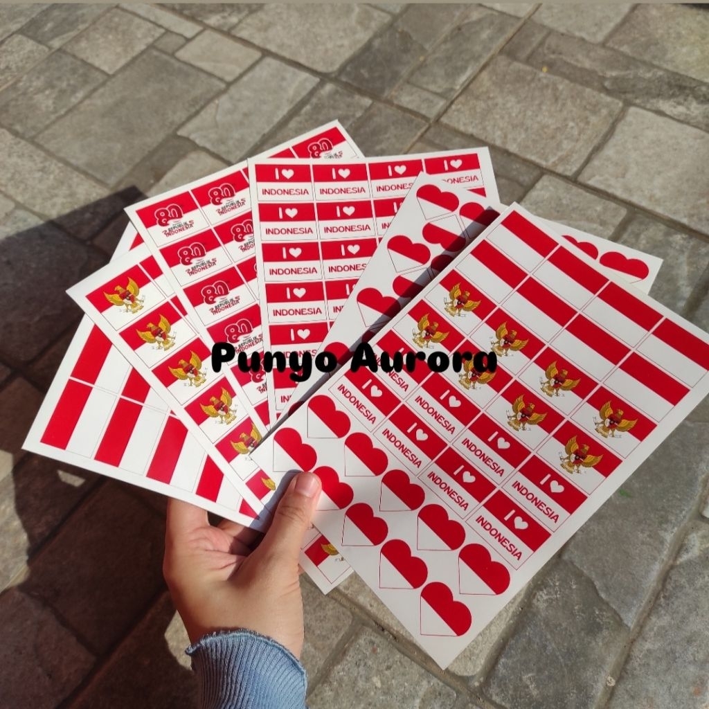 

Stiker bendera merah putih | Sticker wajah merah putih | Tempelan pipi bendera | 17 Agustus | Hut RI ke 80