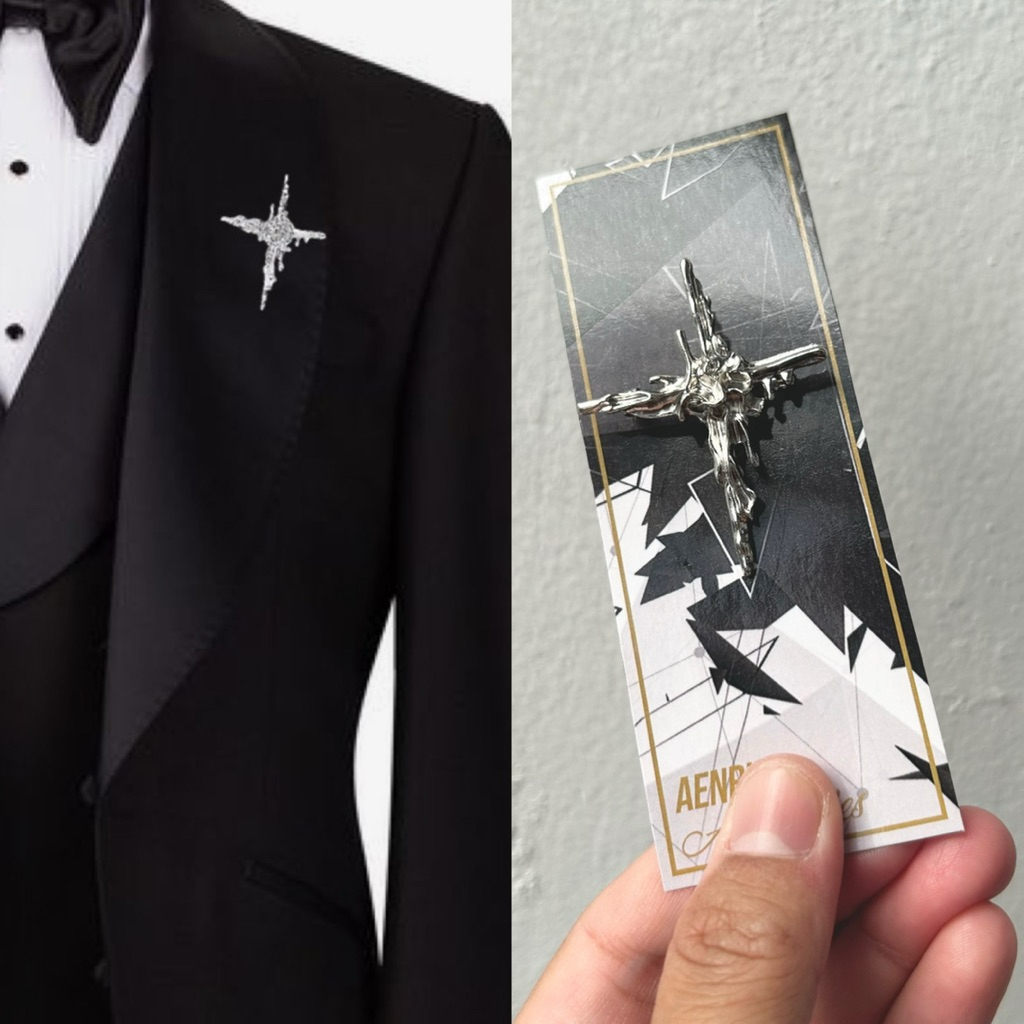 Lapel pin rantai/bros rantai jas - salib silver