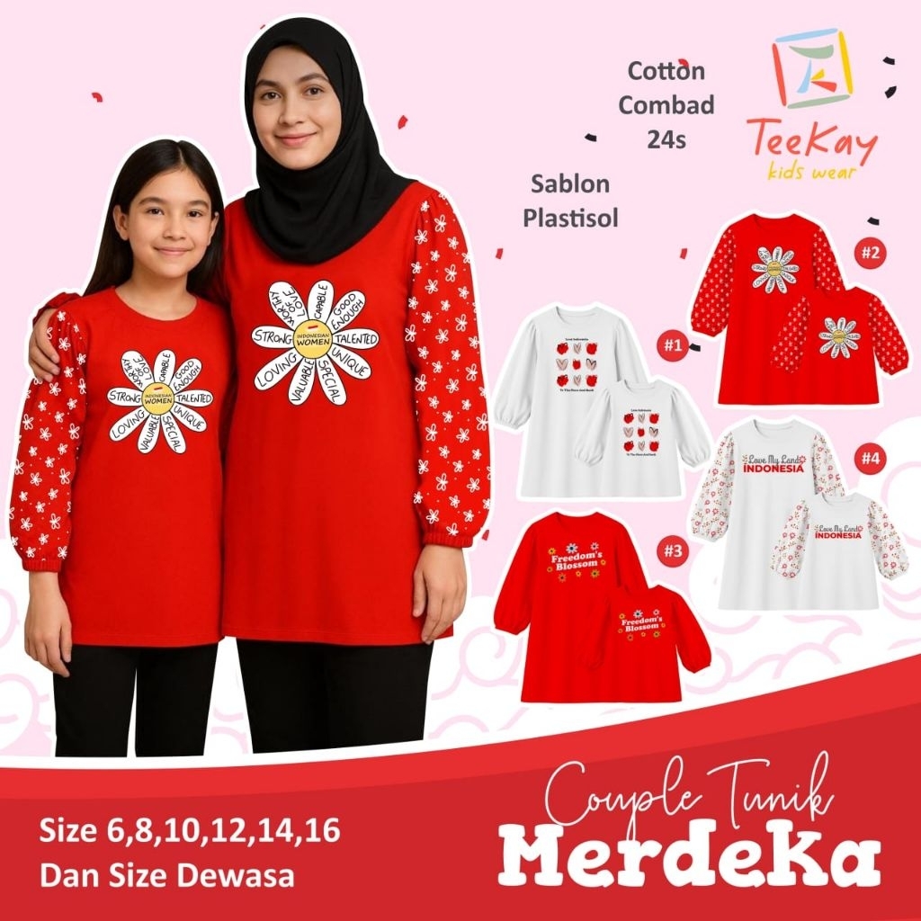 Tunik Kemerdekaan Anak Couple Remaja Tunik Kaos Anak 5-15 Tahun Teekay