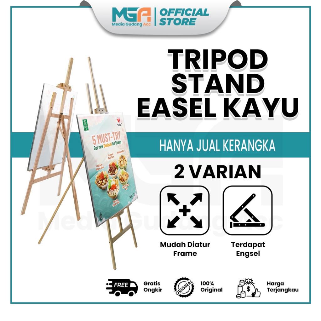 

Tripod Easel Kayu 150cm & 170cm | Stand Lukisan Kanvas & Display Foto
