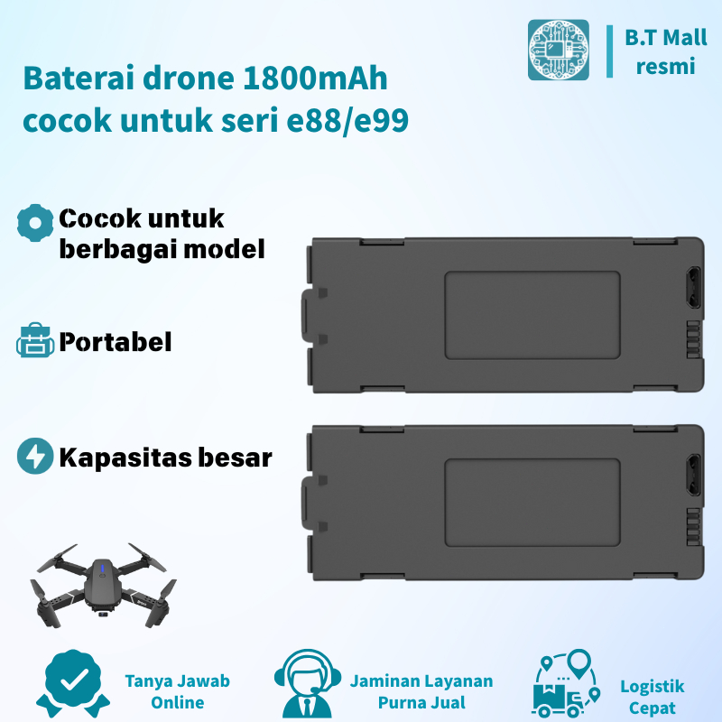 Baterai Original 88 3.7V 1800mAh untuk e88 8K 5G RC Qudcopter Baterai Cadangan e88 Aksesoris Bagian