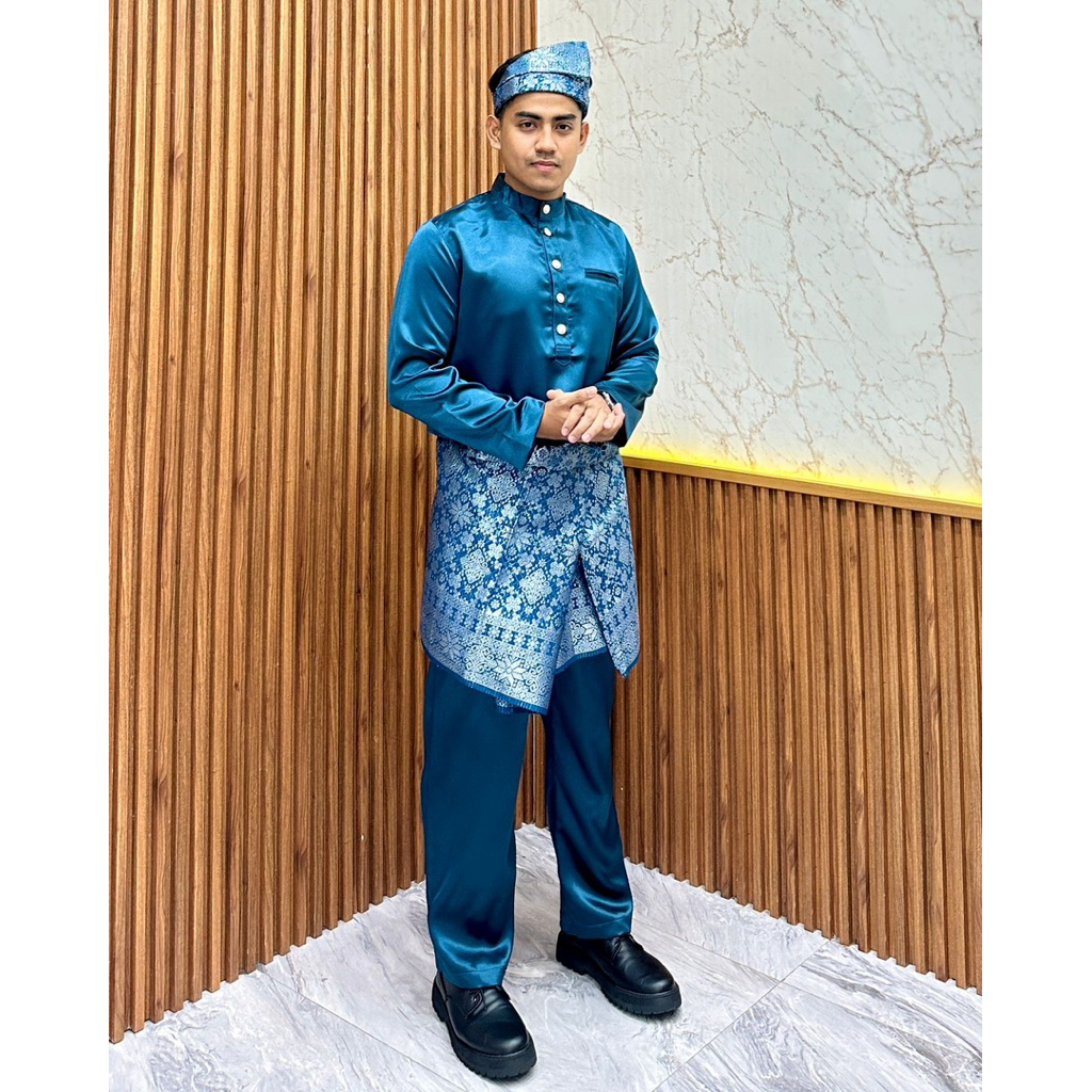 Baju Kurung Melayu Set Pria Adam Bahan Satin Premium(Non Songket Dan Tajak)