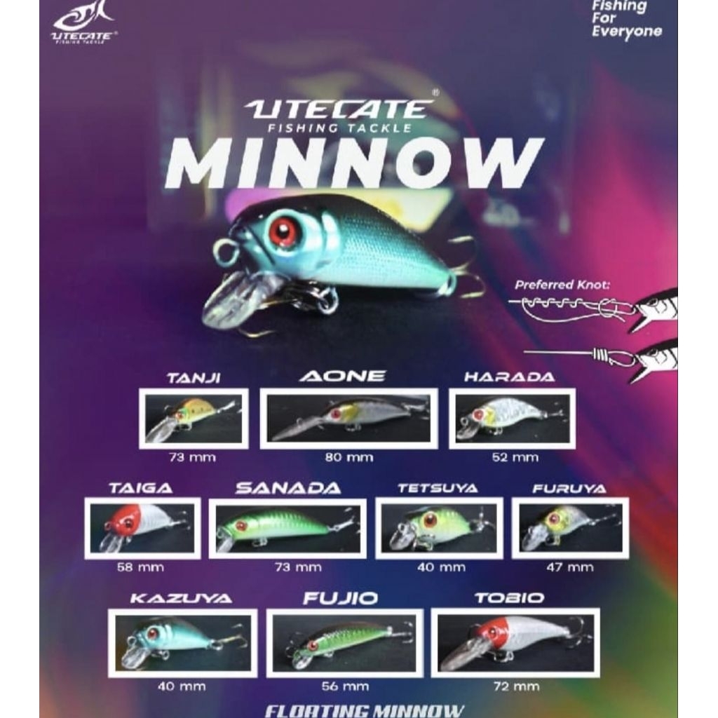 umpan minnow utecate lengkap ukuran