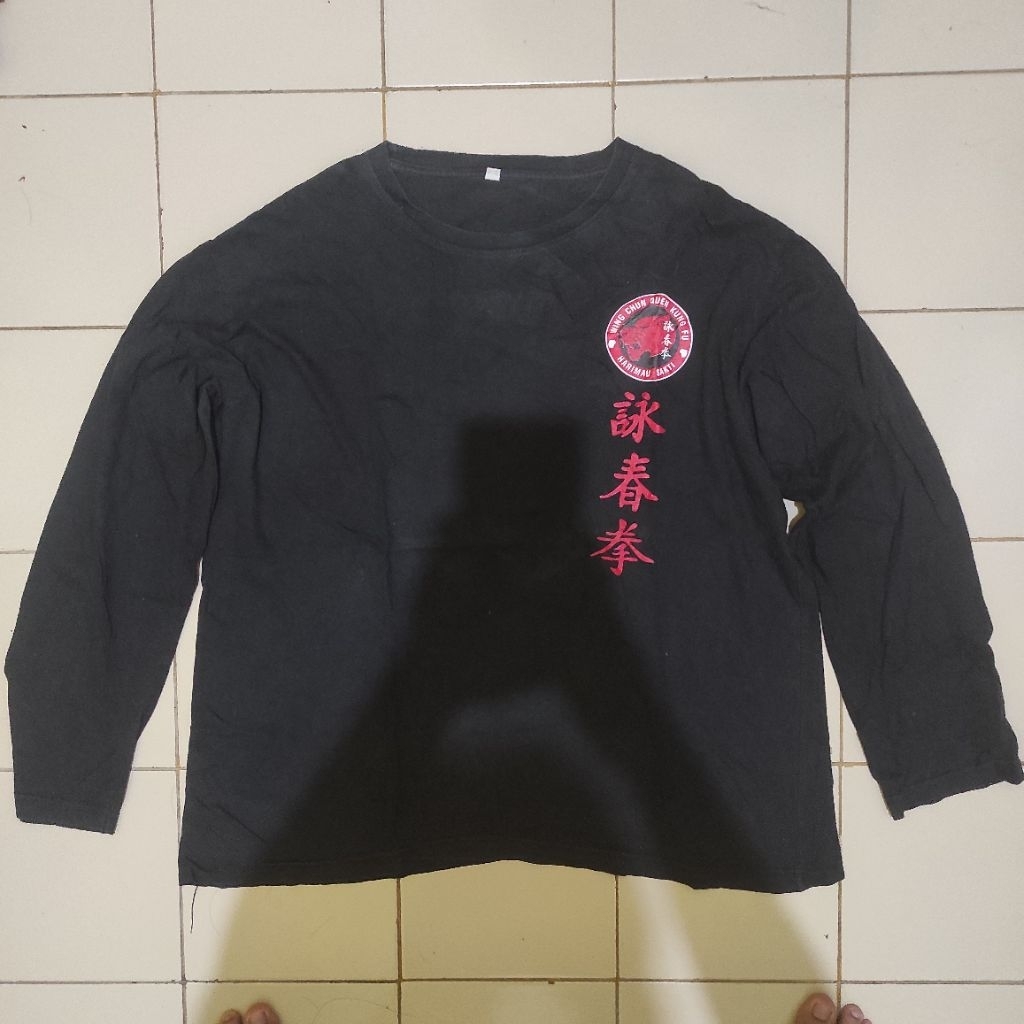 Kaos wing chun harimau sakti lengan panjang hitam