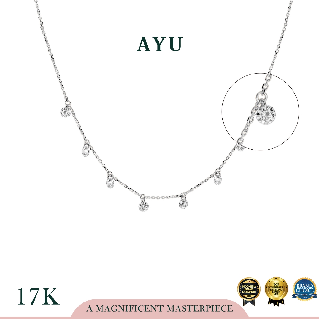 AYU Kalung Emas Korea - 8 Candy Pop Chain Necklace 17K White Gold