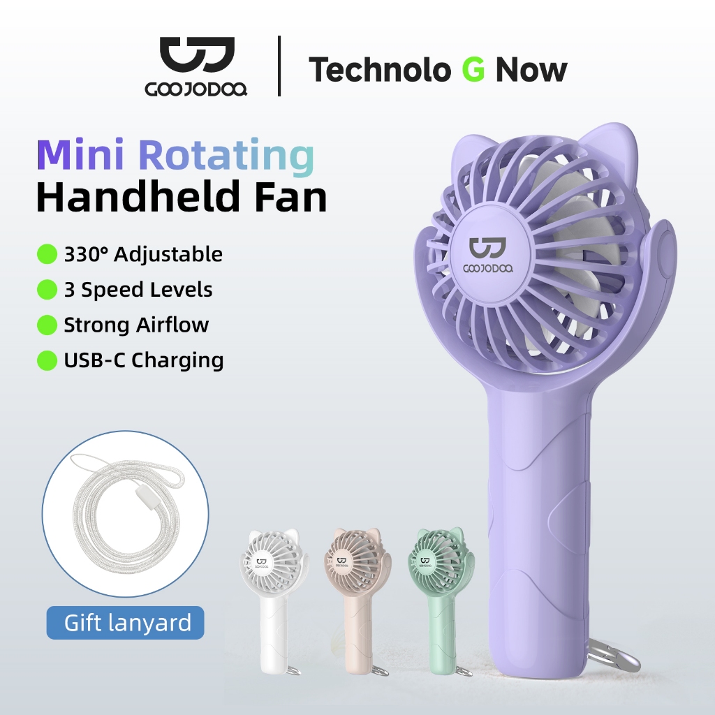 Goojodoq Kipas Angin Genggam Cute /3000mAh  Kipas Lipat Portable / Mini Fan