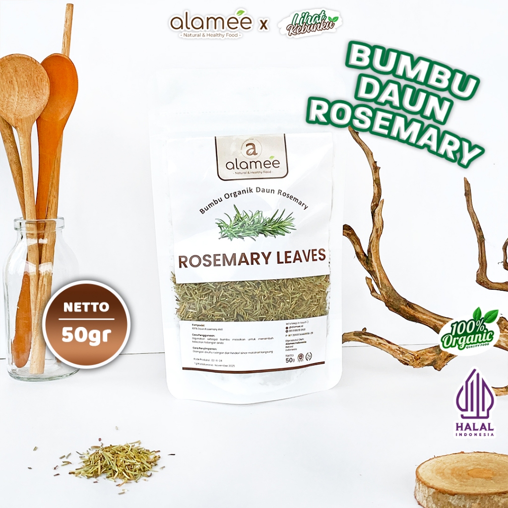 

ALAMEE Rosemary Kering Dried Leaves Daun Garnish Murni Asli Bumbu Organik 50 Gram LIHAT KEBUNKU
