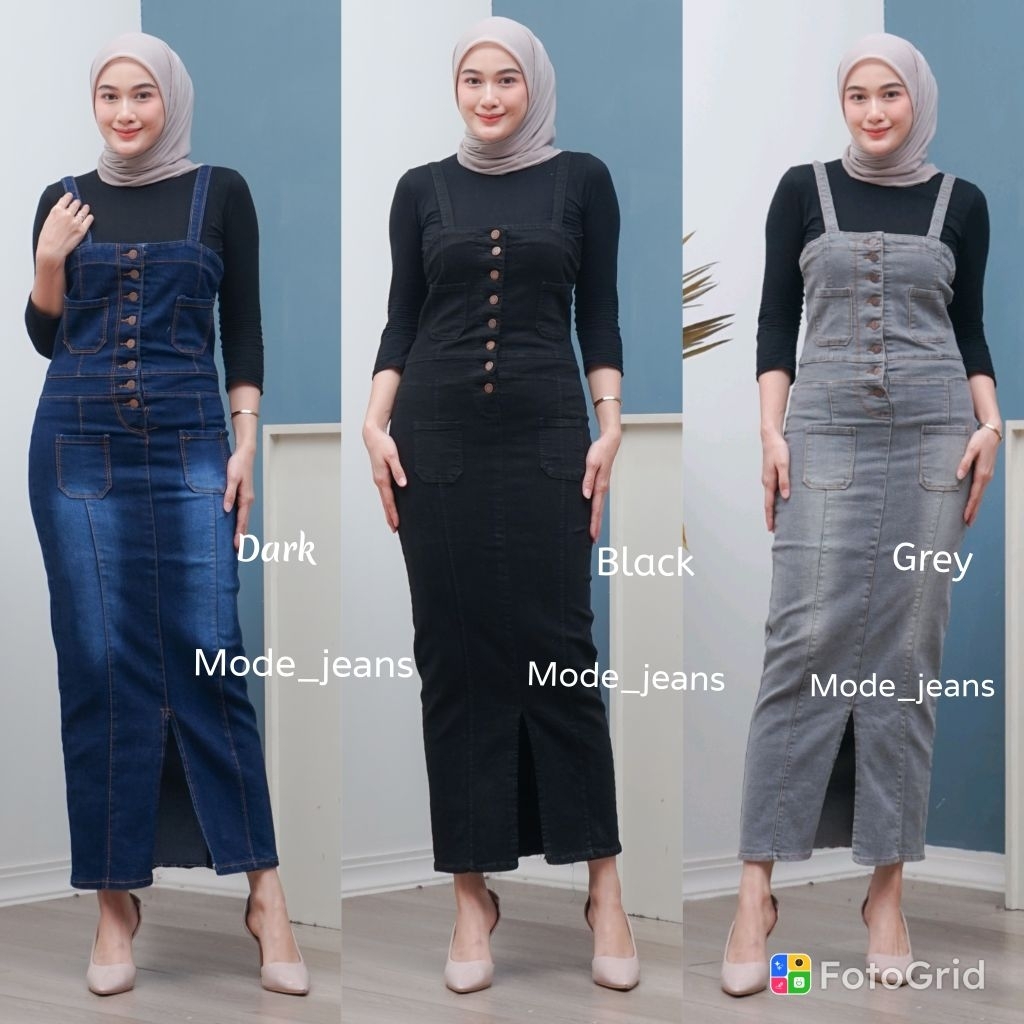 OVERAL DRESS DELILA OVERAL JEANS STRIT // JEANS TEBAL PREMIUM WANITA // OVERALL MURAH