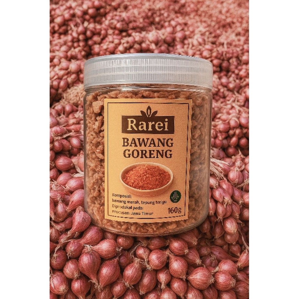 

Rarei Bawang goreng krispy 160 gr. bawang segar. bawang premium. bawang goreng murah. bawang goreng renyah.
