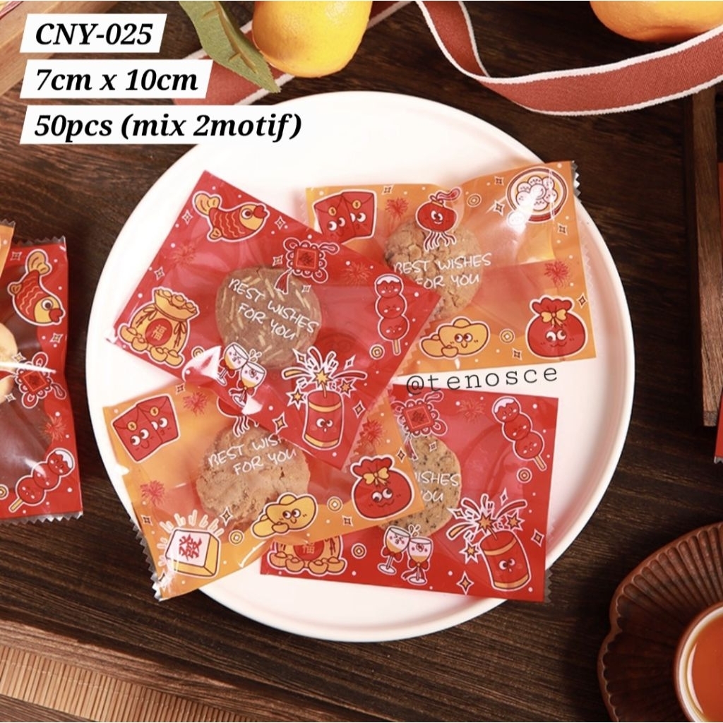 

Varian 50pcs Kantong Plastik 7x10cm Sealer Nastar Cookies Imlek Fu Sincia Konien Chinese New Year 2024 CNY