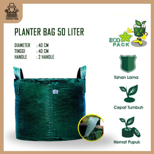 Planter Bag 50 Liter Handle 100% Media Tanam Planter Bag 50 Liter