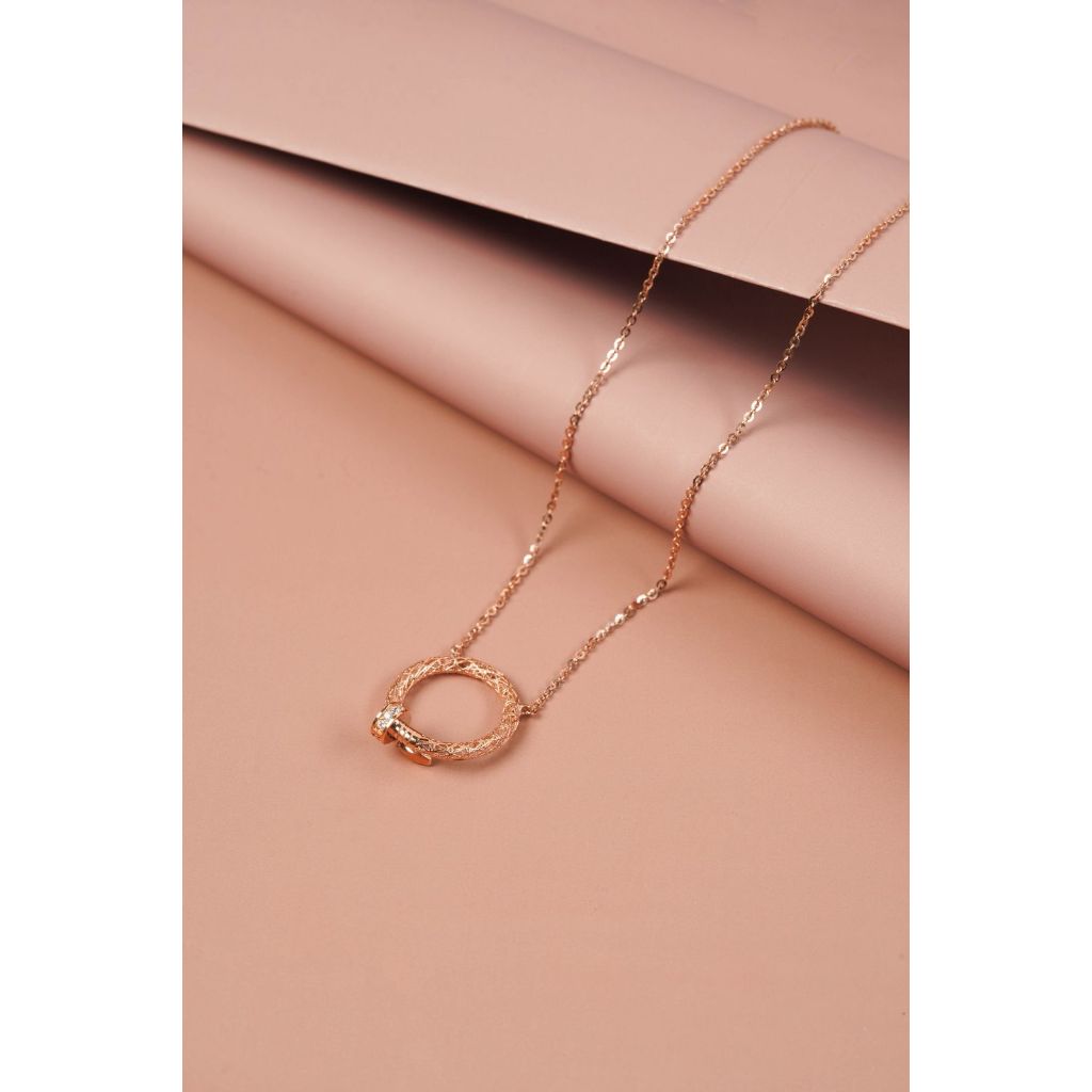 Kalung Italy Emas 17K Rante Hollo FC Model Paku Rose Gold 00013243