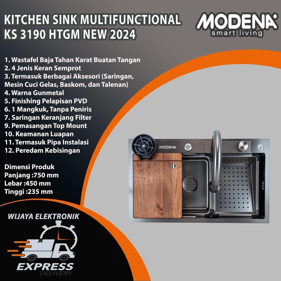 Modena KS 3190 HTGM - Kitchen sink multifungsi Modena KS3190HTGM / Wastafel Modena