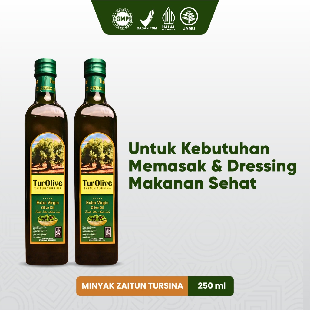 

Paket 2 Botol - Minyak Zaitun Tursina Turolive Extra Virgin Olive Oil 250ml