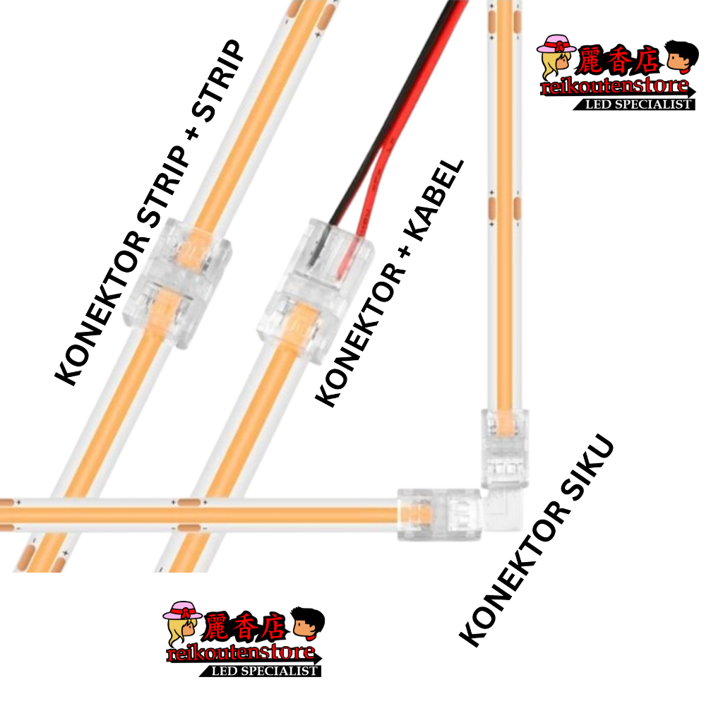 Sambungan led strip Cob siku L jepit 8mm connector strip led SAMBUNGAN CLIP 8mm 2pin konektor