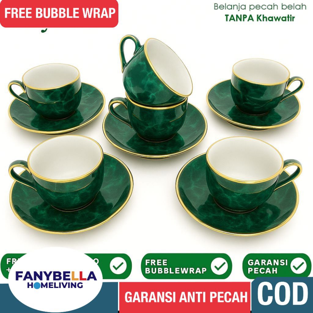 cangkir set / tea set / cangkir marble / cangkir keramik / cangkir keramik mewah / cangkir 1 set / c