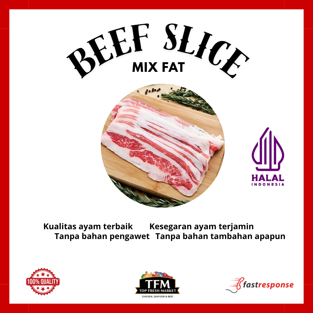 

[TFM] Daging BBQ Slice Beef Mix Fat 500gr / Daging Aus Shortplate Suki Yakiniku Shabu Grill Termurah