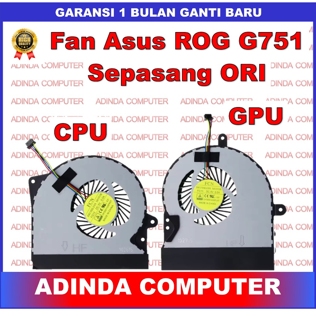 Fan Asus ROG G751 G751J G751JL G751JM G751JT G751JY G751JZ G751M Sepasang