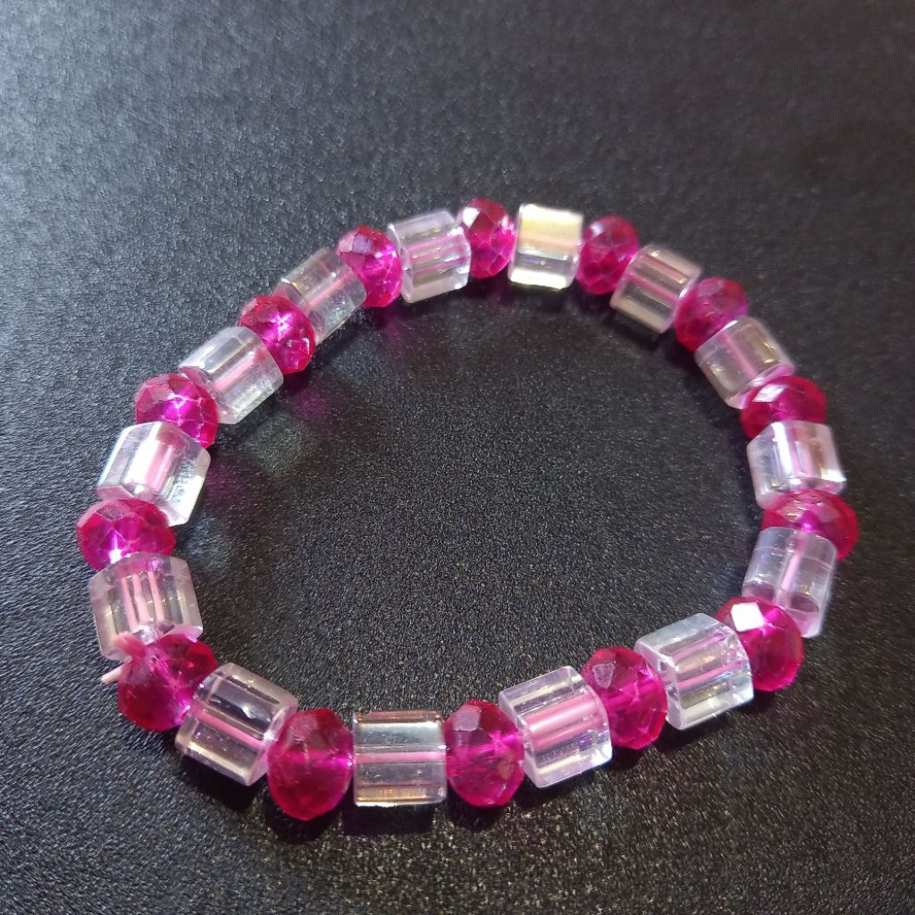 gelang premium kristal quartz kubus svarosky pink uk 8 mm