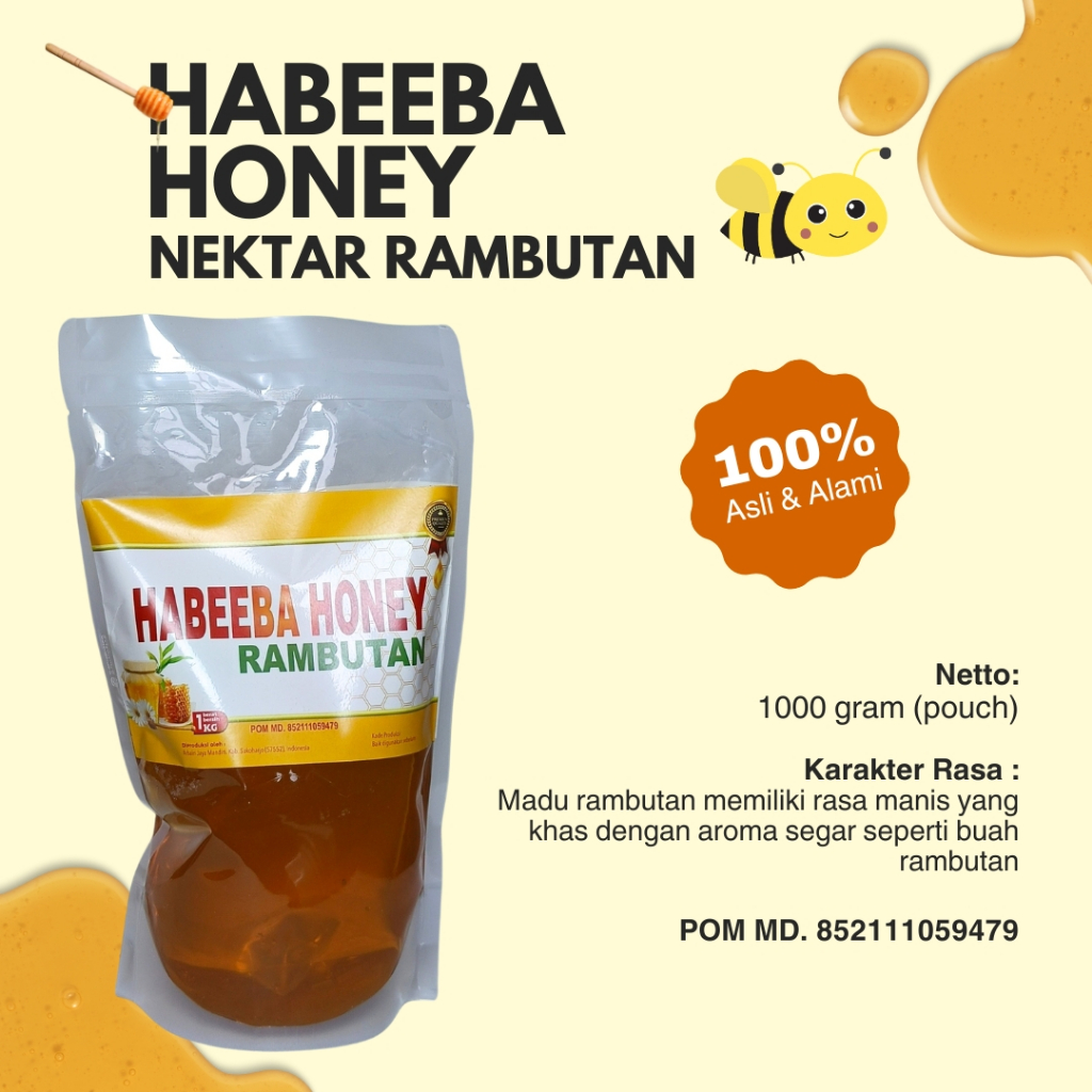 

Madu Nektar Rambutan 100% Asli Habeeba Honey Madu Murni Dari Nektar Bunga Rambutan Berizin BPOM