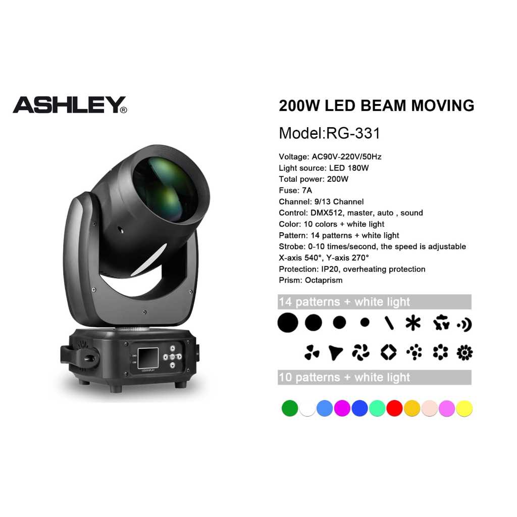 Ashley RGB-331 LED Beam Moving 200W