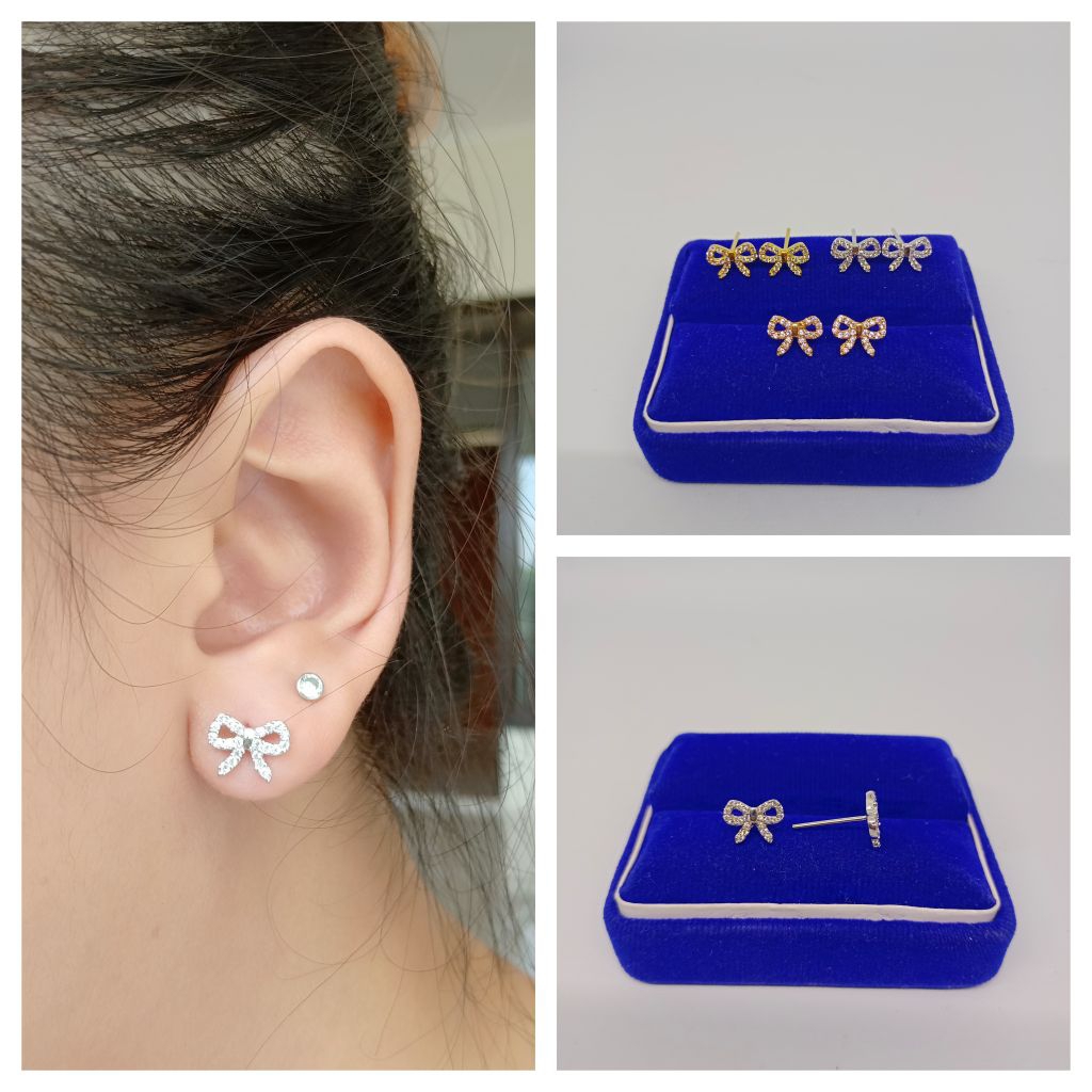 GIWANG PERAK 925 ASLI LAPIS EMAS/GIWANG PITA MATA PUTIH COR/ASLI SILVER/PERHIASAN GIWANG