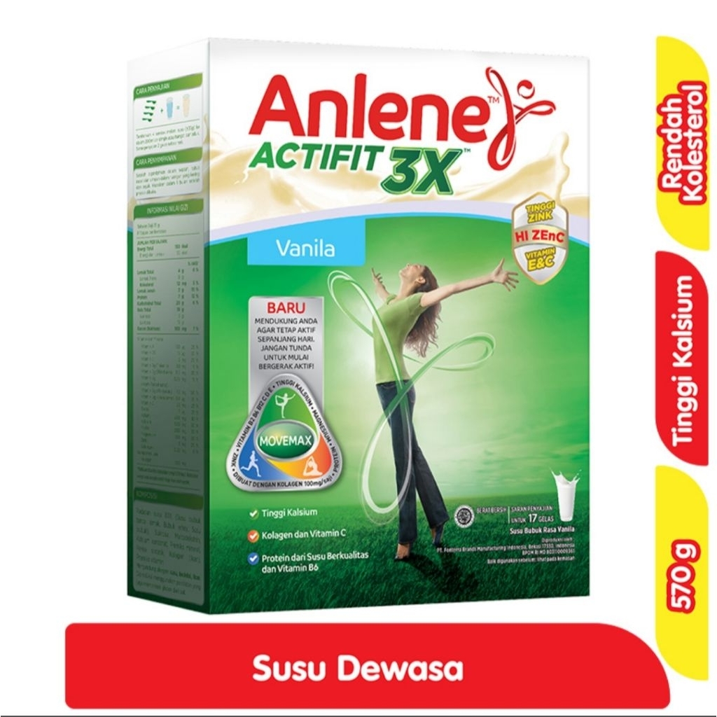 

Anlene Actifit 3x Susu Bubuk Vanila dewasa 570 gram
